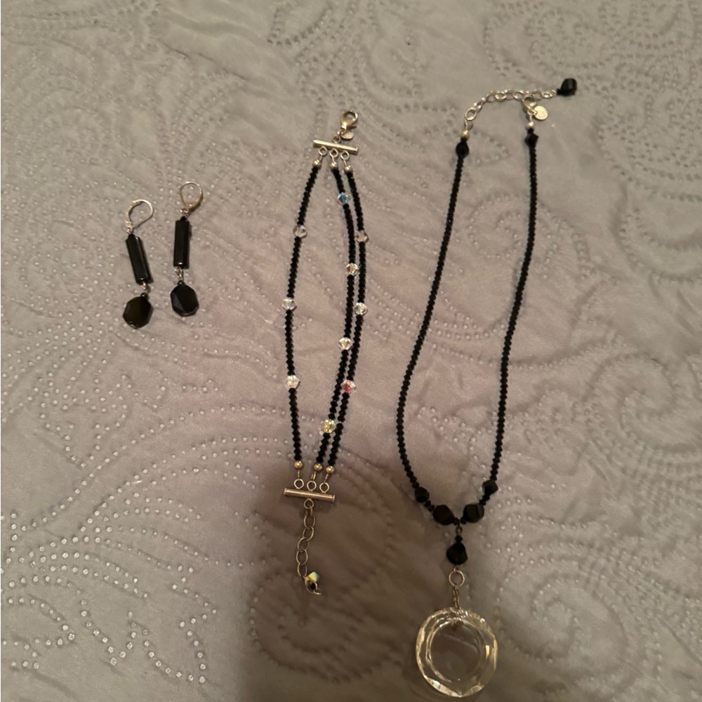 Emily Ray Black Beaded Wrap Bracelet with Crystal Beads